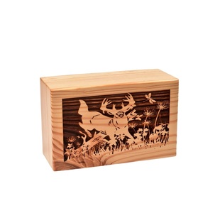 Boîte de crémation en bois de pin pour cendres humaines arbre de vie cerf urne de crémation personnalisée pour l'enterrement artisanal boîte d'urne en bois - Product Image 1
