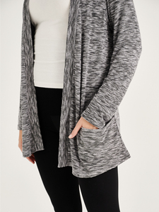 Cárdigan gris de calidad superior para mujer de talla libre Chaqueta de suéter de punto largo de moda con bolsillo Estilo básico Temporada Primavera Verano - Product Image 4