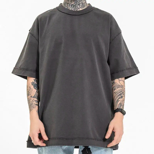 T-shirt surdimensionné en coton tricoté pour hommes, respirant, logo personnalisé, tendance OEM, sur mesure, avec options de taille en gros - Product Image 6