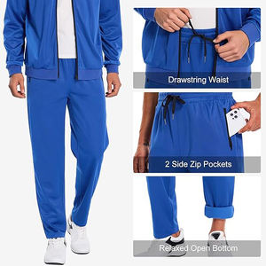 Ensemble de survêtement pour homme en polyester avec fermeture éclair respirant léger pour la salle de sport, le jogging, l'entraînement, veste décontractée - Product Image 4