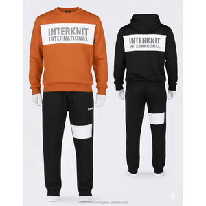 Conjunto Deportivo para Hombre de 2 Piezas, Sudadera con Capucha Gris Jaspeado, Pantalones Jogger de Felpa, Ropa Deportiva Informal para Entrenamiento, Lavado Ácido, Color Sólido - Product Image 1