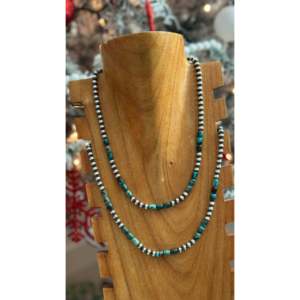 Collier de perles graduées en turquoise égyptienne et argent sterling, style Navajo, bijoux perlés raffinés - Product Image 3
