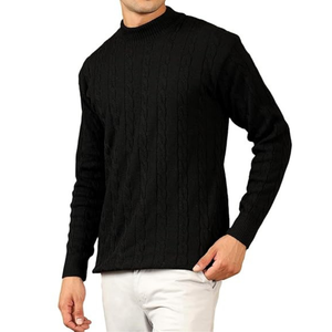 Pull en maille d'hiver pour homme, fin, en cachemire, couleur unie, en coton biologique, logo sur le devant, manches longues, 220g, mode, OEM, vente en gros - Product Image 2
