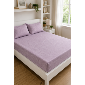 Ensemble de draps-housses extra larges rose poudré 100% coton respirant - Product Image 1