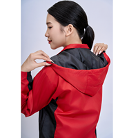 Veste en polyester 100% imperméable unisexe, coque rigide tissée, teinte unie, coupe-vent, isolation thermique, rouge-noir, Vietnam