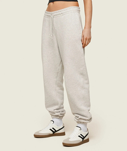 Ensemble de 2 pièces de survêtement personnalisé pour femmes 100% coton, coupe ample, épaules dénudées, 300GSM, couleur grise, pull, survêtement pour femmes - Product Image 2