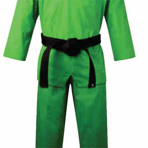 Ensemble d'uniformes de Taekwondo vert à manches longues et col en V, vente chaude, broderie, uniforme d'arts martiaux, kimono de Jiu Jitsu - Product Image 5