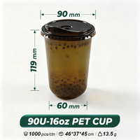 Gobelet PET 90U-16oz, idéal pour les boissons rafraîchissantes au fruit de la passion avec glace, pulpe de fruit de la passion et garnitures de fruits frais