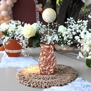 12 Uds florero centro <span class=keywords><strong>de</strong></span> mesa mexicano Blanco marrón papel Cajas <span class=keywords><strong>de</strong></span> Regalo terracota arcilla cerámica Cinco <span class=keywords><strong>De</strong></span> Mayo Decoración Para mesas - Product Image 3