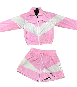 Unisex Windbreaker Zip-Up Hoodie & Shorts Set Reflective 2 in 1 Nylon Streetwear <b>Stand</b> Collar - Product Image 1