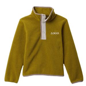 Sweat-shirt pour garçons, vêtements décontractés, matière polaire, manches longues, design avec logo personnalisé, fermeture à boutons, col montant, prix bas, 2026 - Product Image 1