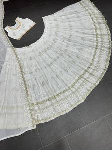 <b>White</b> <b>Lehenga</b> Choli for Women Ready to Wear Indian Designer Chaniya Choli Wedding <b>Lehenga</b> South Indian <b>Lehenga</b> Function Wear - Product Image 3