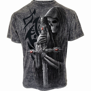 100% algodón de gran tamaño Hip Hop camiseta lavado ácido Vintage Streetwear manga corta DTG estampado patrón sólido ajuste suelto 240 de punto - Product Image 1