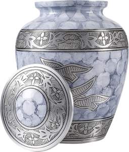 Urne pour cendres humaines-Taille 9x7 pouces-Argent avec oiseaux gravés Cloud Fire A et Humble Urne pour vos proches Restes-Urne - Product Image 6
