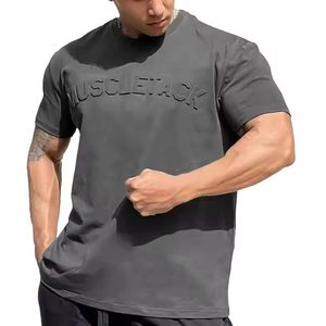 เสื้อยืดไหล่ปล่อยลายนูนสำหรับผู้ชายเสื้อไม่มีโครงแบบแห้งเร็วผ้าคอตต้อน100% พรีเมี่ยมสำหรับชายหญิงผ้าคอตต้อนสีพื้น - Product Image 2