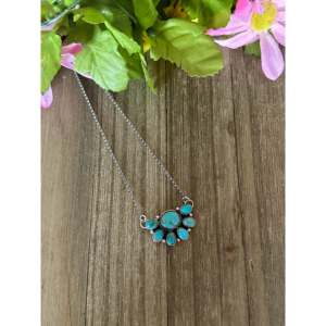 Collier Geradline James Royston en argent sterling turquoise avec grappe de fleurs - Product Image 4