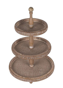 ชุดจานรองเค้กไม้ตกแต่ง ดีไซน์สวยงาม งานฝีมือ ชั้นวางเค้กไม้ทรงกลม หรูหรา - Product Image 2