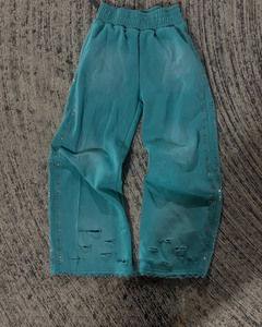 Pantalon de survêtement évasé imprimé taille haute jambe large vintage avec cordon de serrage délavé imprimé de pierres de haute qualité style décontracté pour hommes - Product Image 4