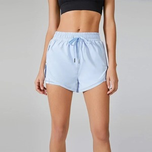 Pantalones cortos de gimnasio de cintura alta para mujer, Bermudas sólidas para entrenamiento, pantalones cortos de Yoga, sueltos, informales, de cintura media, de punto, de calle alta - Product Image 5