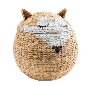 Custom Boho Rattan Storage <b>Basket</b> <b>With</b> <b>Lid</b> Home Decor Kids Toys <b>Basket</b> Woven Hamper for Babies Room Gift for Birthday - Product Image 2