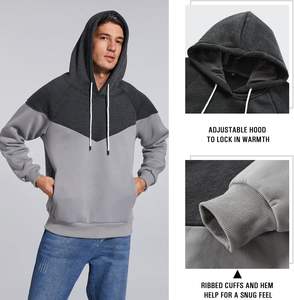 Sudadera con capucha de lana de algodón para hombre, jersey de gran tamaño cálido de invierno con bolsillo canguro, hombro caído, patrón sólido y logotipo personalizado - Product Image 3