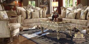 Lujosos muebles de sala de estar de madera maciza tallada pesada Majestuosos muebles de sala de estar de 8 plazas Sofás de alta calidad de diseño real - Product Image 5