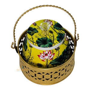 Iron Printed Pichwai Design Dry <b>Fruit</b> Storage Container Festival & <b>Gifting</b> Food Jar - Product Image 4