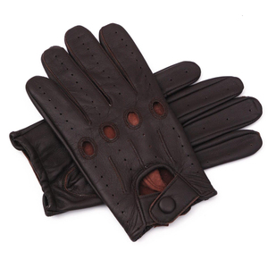 Guantes deportivos de seguridad para conductores con cuero genuino Color personalizado Dedo completo Cierre de botón transpirable - Product Image 2