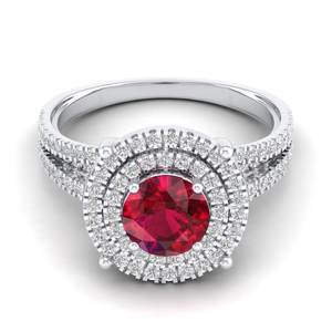 Anillos REYES con Halo de Diamantes Certificados IGI en Oro Sólido de 14K y Rubí, para Mujer, Joyería Fina con Piedra de Nacimiento Personalizada - Product Image 5