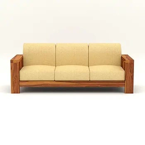 Juego de sofás de madera de acacia de 6 plazas, salón de palisandro de madera maciza para el hogar, oficina, muebles de sala de estar elegantes de 3 + 2 + 1 plazas naturales - Product Image 5