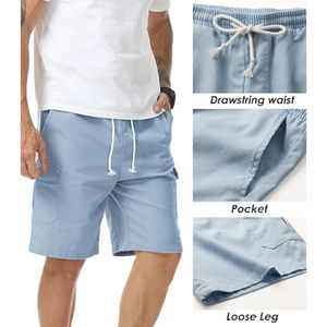 Pantalones cortos de chándal informales de verano para hombre, cintura elástica tejida, cordón, ropa de gimnasio para correr, venta al por mayor, pantalones cortos lisos - Product Image 5