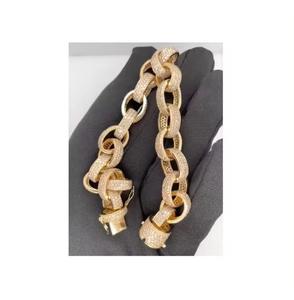 Bracelet Hip Hop entièrement serti de diamants de laboratoire taille brillant rond et d'or jaune 10 carats pour rappeurs - Product Image 1