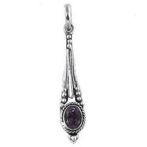 Pendentif en argent 925 avec améthyste en forme de larme pour femmes, plaqué or, style religieux, cadeau, breloques numérotées, principalement en pierre précieuse naturelle et alliage - Product Image 2