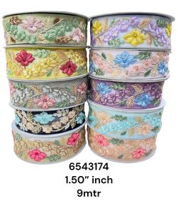 Rubans et lacets brodés à la machine sur mesure en design abstrait et en vingt couleurs pour robes de mariée de 1.5 pouces de largeur - Product Image 3