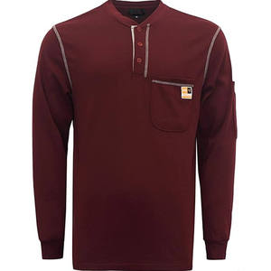 Camiseta de Trabajo Personalizada para Hombre, Resistente al Fuego, con Certificación CE, Manga Larga, Estilo Henley, Retardante de Llama, de Algodón, para Soldadura y Productos Químicos - Product Image 2