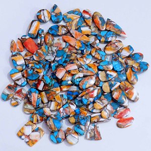 Cobre natural ostra espinosa turquesa par de piedras preciosas India precio al por mayor alta calidad cabujón par piedras preciosas fabricación de joyas - Product Image 3