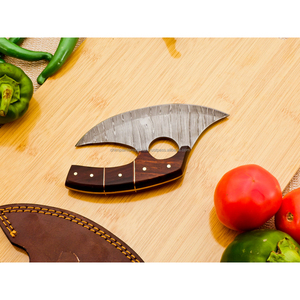 Cuchillo Ulu para Deshuesar, Hecho a Mano, Ecológico, de Acero de Damasco, con Mango de Madera Pakka, Logotipo Personalizado, para Cocina y Restaurantes de Pizza - Product Image 4
