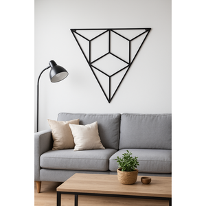 งานศิลปะติดผนังรูปทรงสามเหลี่ยมหรูหรา ดีไซน์กรอบโลหะแบบนามธรรม สีดำ ขนาด 24 นิ้ว สำหรับตกแต่งห้องนั่งเล่น บ้าน หรือพิธีบัพติศมา - Product Image 3