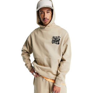 Sweatshirts à capuche surdimensionnés pour hommes Logo personnalisé imprimé Polaire vierge épaisse et lourde Motif solide Polyester Coton à capuche - Product Image 1