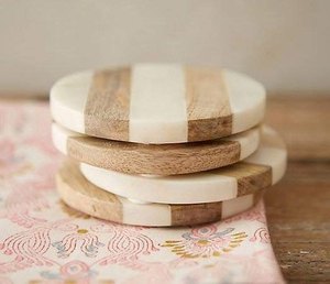 Dessous de verre en bois de noyer et marbre à graver en bois pour salon Table basse en bois d'Inde - Product Image 3