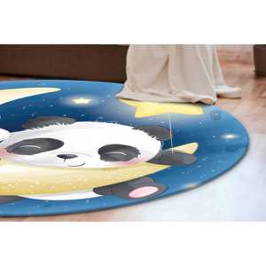 Alfombra Estampada: Alfombras con Diseño de Panda, Alfombras Circulares, Alfombras de Panda, Alfombra Infantil, Alfombra de Terciopelo - Product Image 4