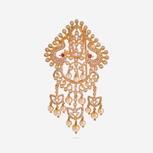 Broche de Pelo de Circonita 185640, Ideal para Bodas, Chapado en Cobre, con Cristales, Esmalte, Diamantes de Imitación y Perlas de Plástico, para Regalos - Product Image 1