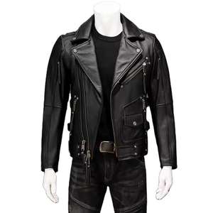 Chaqueta de la mejor calidad 2025, chaqueta negra de invierno para hombre, chaquetas para hombre, estilo Punk, abrigo de cuero genuino para motocicleta para hombre - Product Image 3