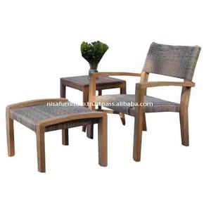 Taburetes de mimbre para exteriores de PE de madera maciza de estilo moderno, sillón otomano, muebles de Patio de teca, jardín, patio, granja - Product Image 1