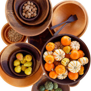 Ensaladera redonda de madera de lujo con acabado Natural, cuenco para servir alimentos, utensilios de cocina, cuenco de vajilla para uso diario - Product Image 6