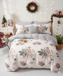 Juego de Ropa de Cama Queen Winter Wonderland, Juego de 4 Piezas de Algodón Lavado Navideño, Estampado de Copos de Nieve y Renos, Moderno, Suave para Todas las Temporadas - Product Image 3