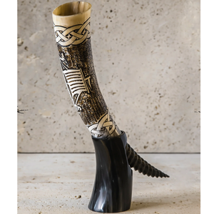 ไวกิ้งแตรยุคกลางคลาสสิกสำหรับดื่มทนทานแกะสลักเหตุการณ์ประวัติศาสตร์สำหรับอัศวินคอสเพลย์และงานเฉลิมฉลอง - Product Image 3