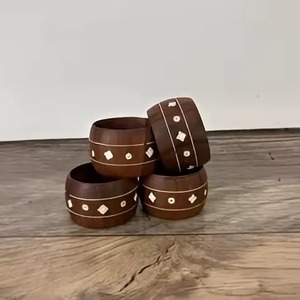 Resin and <b>Wood</b> <b>Napkin</b> <b>Rings</b> for Party and Everyday Use Classic Design - Product Image 6