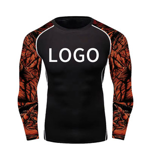 Custom <b>Men</b> BJJ Rash Guard Long Sleeve <b>Compression</b> <b>Shirt</b> UPF 50+ Quick Dry MMA Jiu Jitsu No-Gi Grappling Fight Wear - Product Image 4