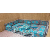 Ensemble de trois ottomanes ANATOLIA OTTOMAN, style afghan, arabe, nomade, Yoruk, oriental, pour coin de canapé, en polyester et coton, avec coussin marocain